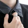 Buyee 925 Sterling Silver Couples Ring Finger Elegant Gray Poker Open Ring for Woman Men Unique Fashion Fine Jewelry Circle