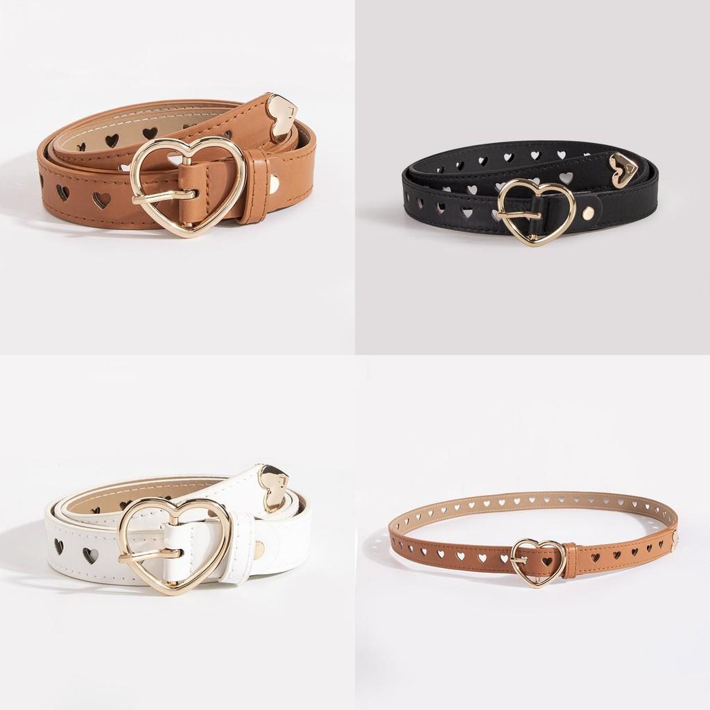 Love Heart Shape Hollow Belt With Metal Pin For Trendy Office Style