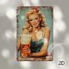 Vintage Metal Poster Pin Up Girl Wall Art for Bar Garage Pub 8x12 Inch