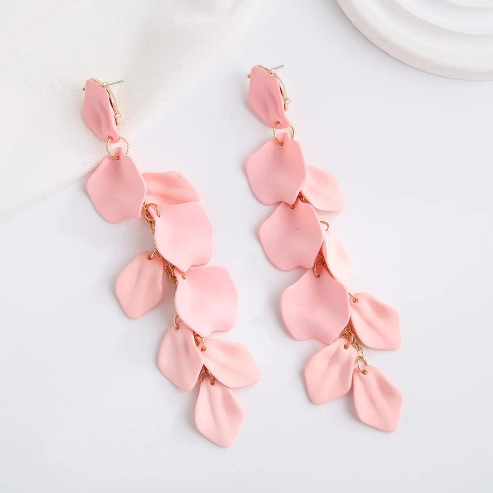 Eleganti Orecchini Pendenti a Petalo e Foglia alla Moda Orecchini Lunghi con Nappe Colorate Retrò Gioielli Esagerati Pendenti per Orecchie Donna