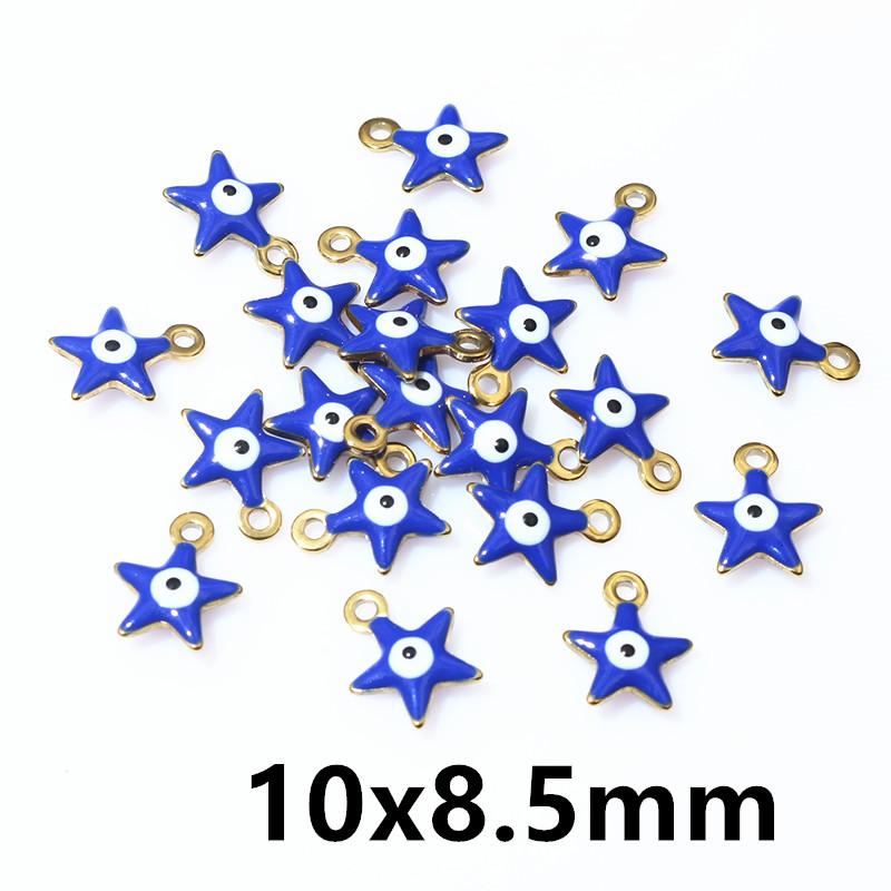 20pcs 10x8.5mm Enamel Evil Eyes Star Charms Pendant Stainless Steel DIY Jewelry Making Accessories Findings Bracelet Earrings