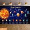 2D Solar System Educational Chart Backdrop 2D Flat Print Outer Space Planets Photo Background