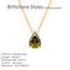 eManco Hot Sale Shiny Crystal Necklace Stainless Steel Teardrop Zirconia Pendant Women's Birthstone Collarbone Chain Wholesale