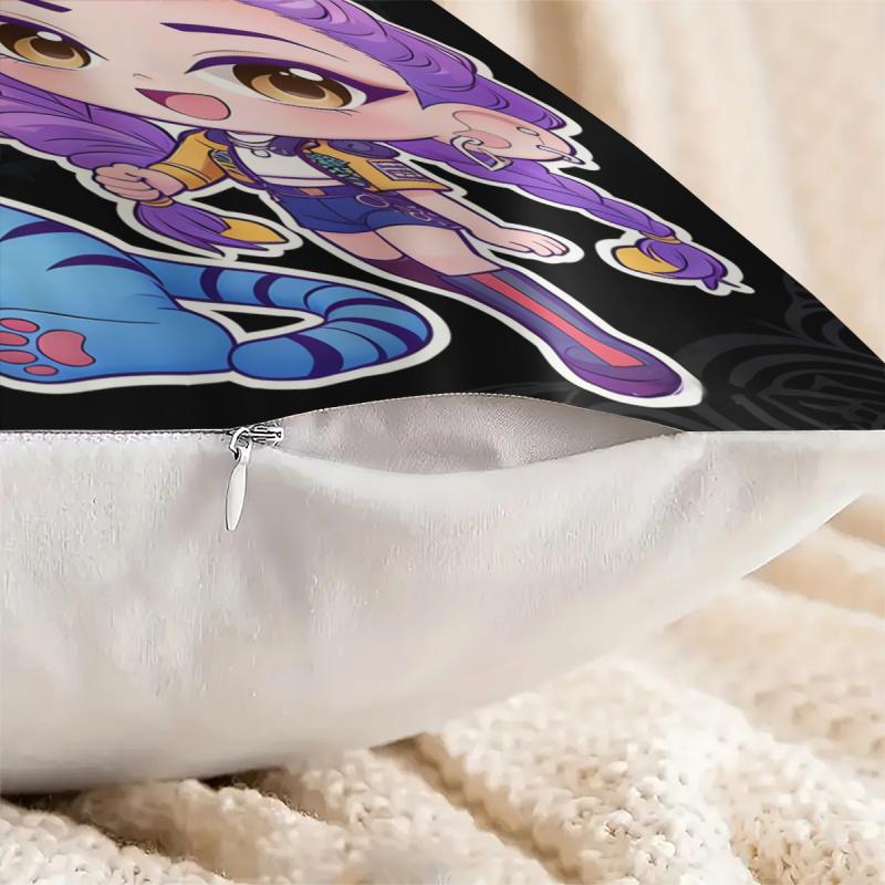 Kpop Style Throw Pillow Decorative Cushion Chibi Anime Girl Print For Sofa Bedroom Car Living Room Soft Nap Pillow For Teens Fans