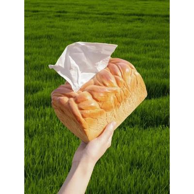 INS Funny Bread Tissue Box Artificial Elastic Butter Toast Shape Paper Storage Box Creative Spoof Home Office Drawer Napkin Box