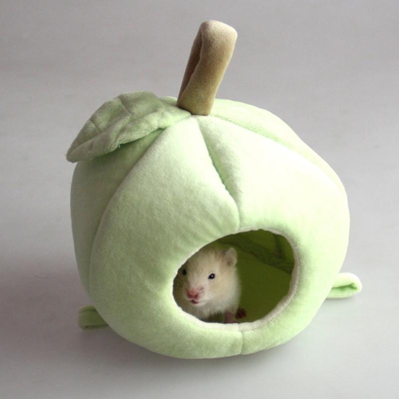 Small Animal for Apple Hammock Soft Bed Hideout Toy for Ferret Parrot Hamster Playing Swinging House Cage Decor X3UC