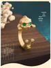 2022 Year of the Tiger Gold Plated Chalcedony Agate Pixiu Ring: Chinese Style Retro Thumb Ring