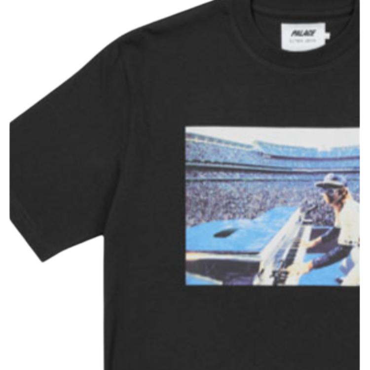 Palace X Elton John Collaboration Printed Crew Neck Short Sleeve T-Shirt Unisex T-Shirt Black P21TS298