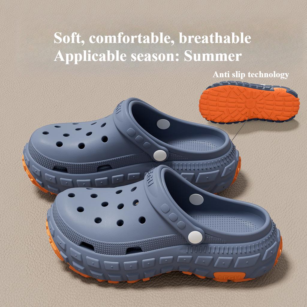 Anti slip hole shoes for men, height increasing beach, summer arch support, toe cap slippers for women