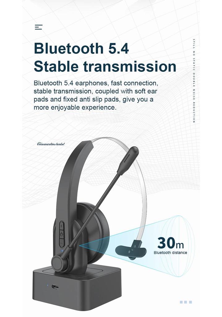 Bluetooth Wireless Headset for Customer Service, Truck Drivers, and Aviation