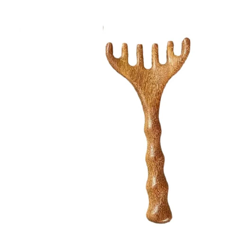 Body Meridian Massage Comb Sandalwood Deer Antlers Wide Tooth Acupuncture Help Blood Circulation Anti-static Smooth Hair