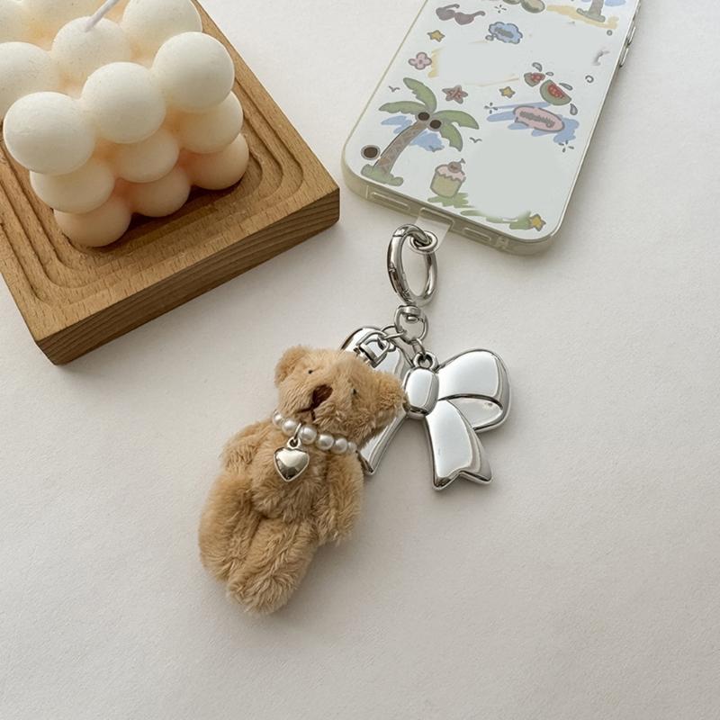 Eleganter Plüschbär-Schlüsselanhänger, weicher, pelziger Tieranhänger für Rucksäcke und Taschen, modisches Accessoire, Dekoration