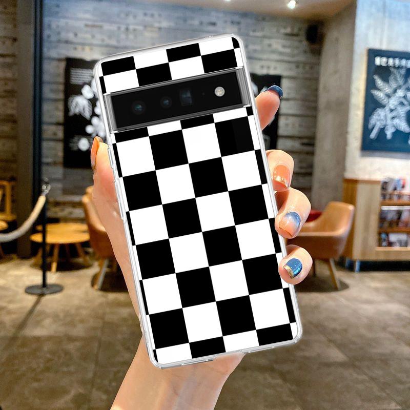 

Чехол для телефона Google Pixel 9 8 7 6 9A 8A 7A 6A 5 4 5A 4A 3A Pro XL Мягкий прозрачный ТПУ Прозрачная крышка искусство шахматной доски Google Pixel 6a