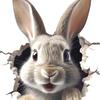 Breaking Wall Rabbit Wall Sticker Waterproof PVC Self-adhesive Home Office Living Room 3D Effect Bunny Wall Art Decoration Decal