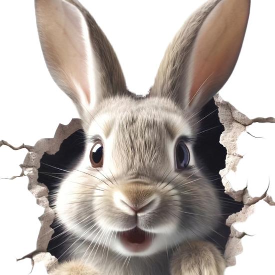Breaking Wall Rabbit Wall Sticker Waterproof PVC Self-adhesive Home Office Living Room 3D Effect Bunny Wall Art Decoration Decal
