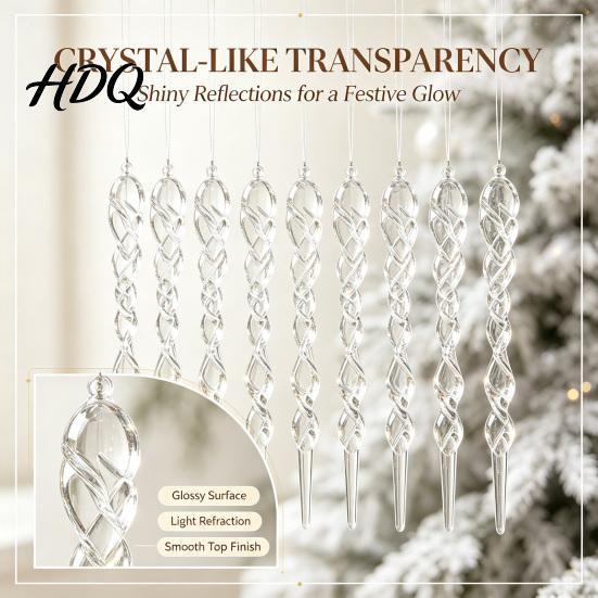 Decorative Pendants 12Pcs Colorful for Holiday Windows Ornaments Acrylic Spiral Icicle Twisted Ice Bar Hanging