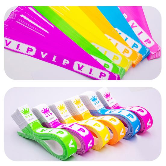 100 Pcs VIP Disposable Wristbands Waterproof Fluorescent Color Bracelets Self-Adhesive ID Wrist Bands for Events Festivals Bars Concerts