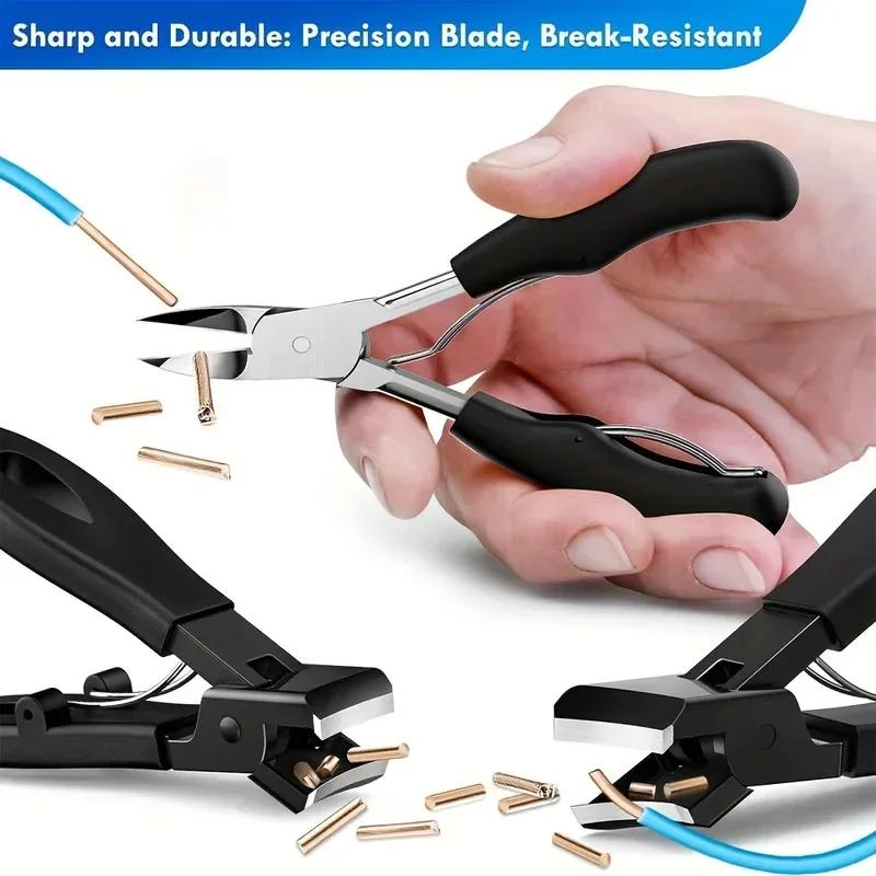 1/5PCS Stainless Steel Toenail Clippers Set with Ergonomic Handle Includes Wide Mouth Angled Scissors Nail File Cuticle Tool