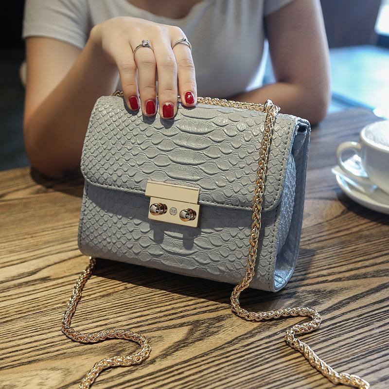 Trendy Women's Bag New Fashion Crocodile Pattern Single Shoulder Small Square Bag Versatile Chain Crossbody Bag