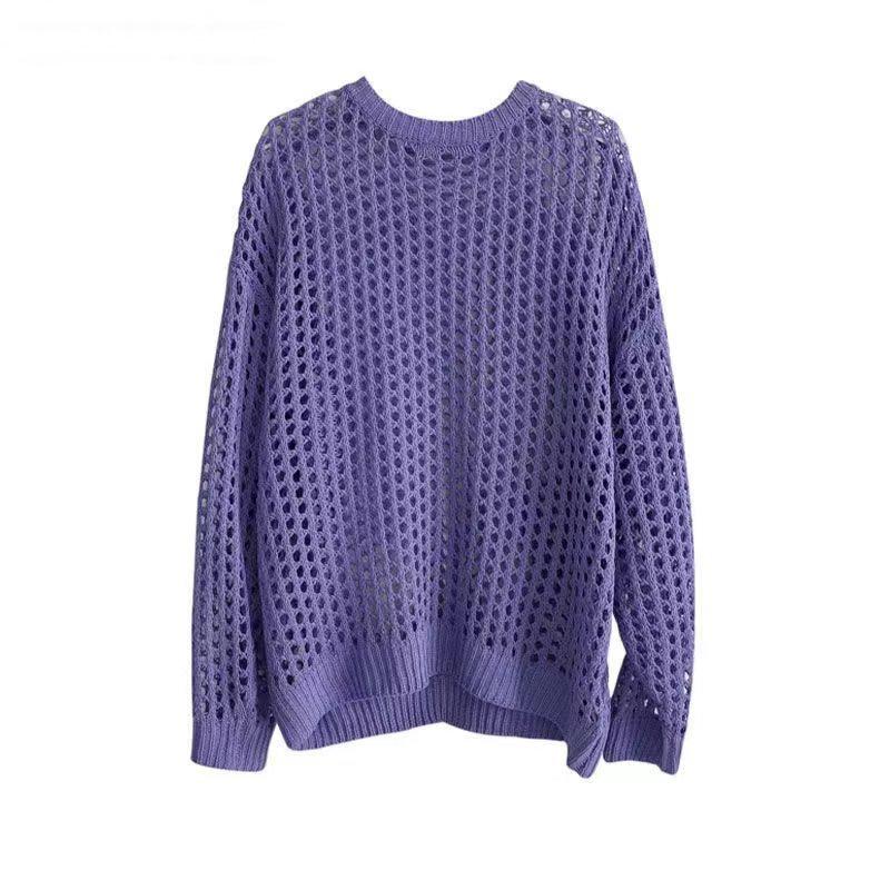 Men's Summer Knitwear: Trendy Long Sleeve Fishnet Cardigan for Sun Protection