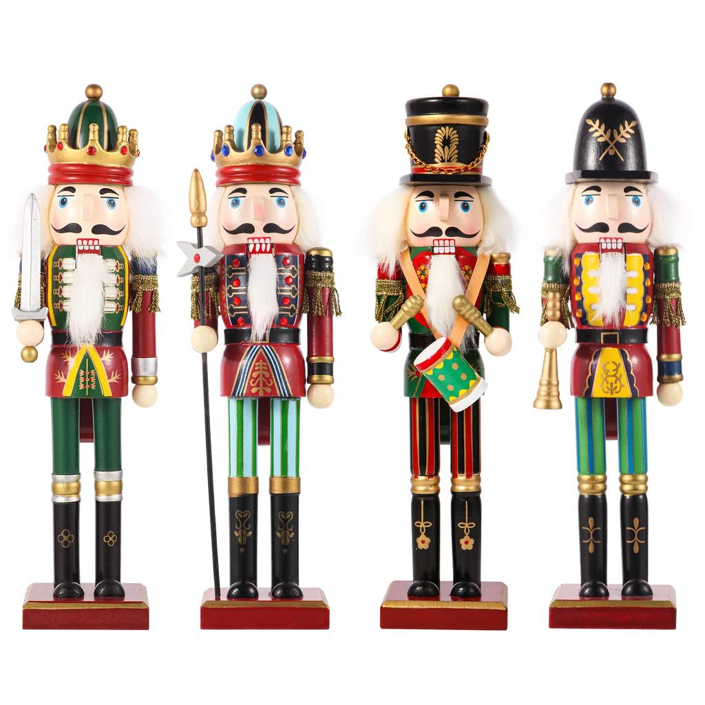Christmas Nutcracker Ornament 12 inch Traditional Painted Wooden Nutcracker Soldier Doll Nutcracker Figures Holiday Party Tabletop Christmas