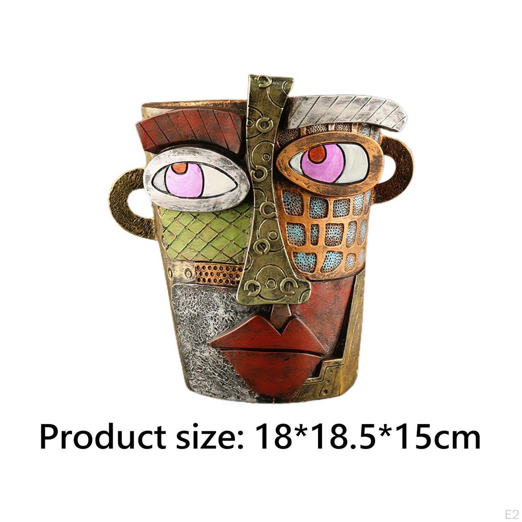 Blumenvase Kopf Pflanzer Topf Dekoration abstraktes Gesicht Pflanze Harz Statue Figurine für Garten