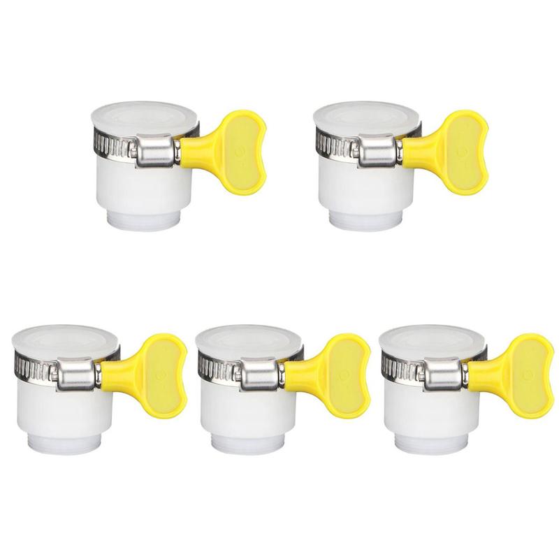 Water Tap Connector Thick Brass Threaded Adapter Tap Adapter Water Faucet Extender Adjustable Yellow Plastic Handle Hand Twist