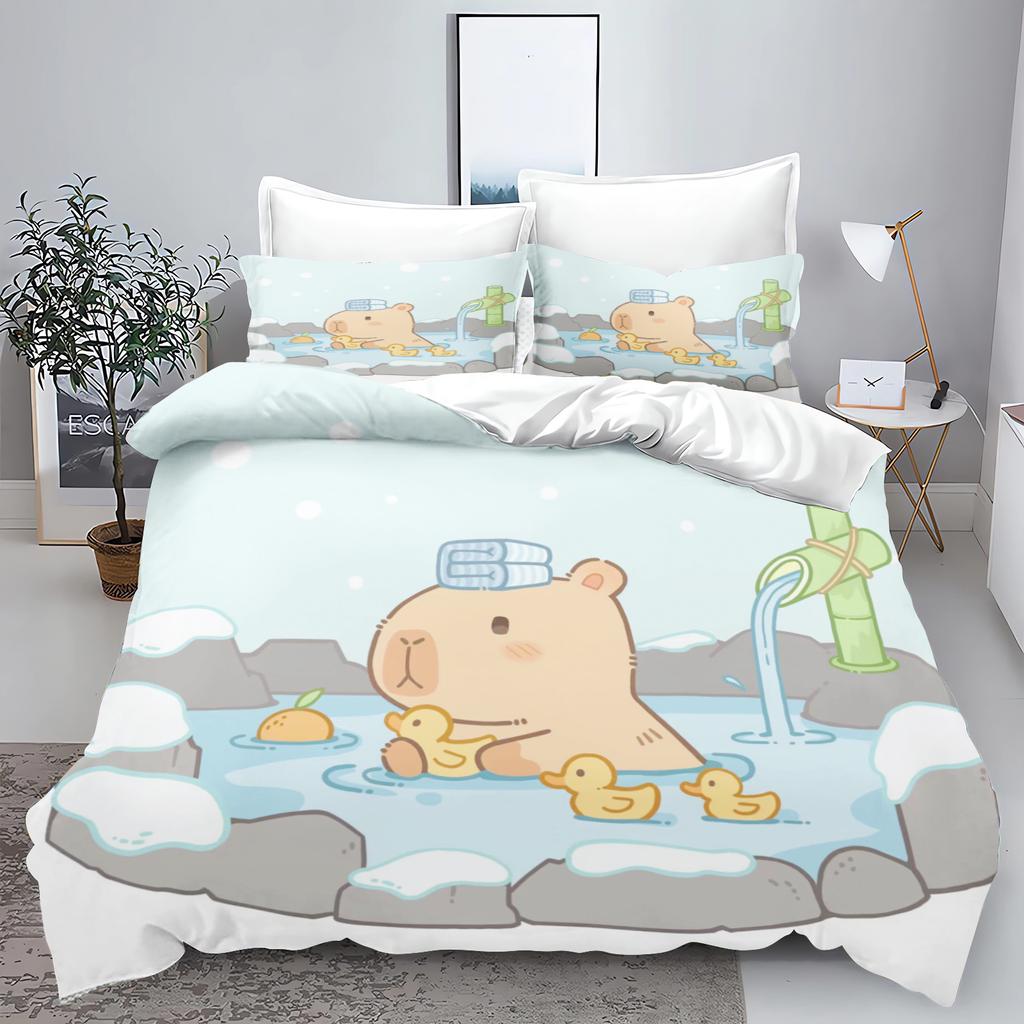 New 3d Print Kawaii Animal Capybara Bedding Set Boys Girls Twin Queen Size Duvet Cover Pillowcase Bed Kids Adult Home Textiles