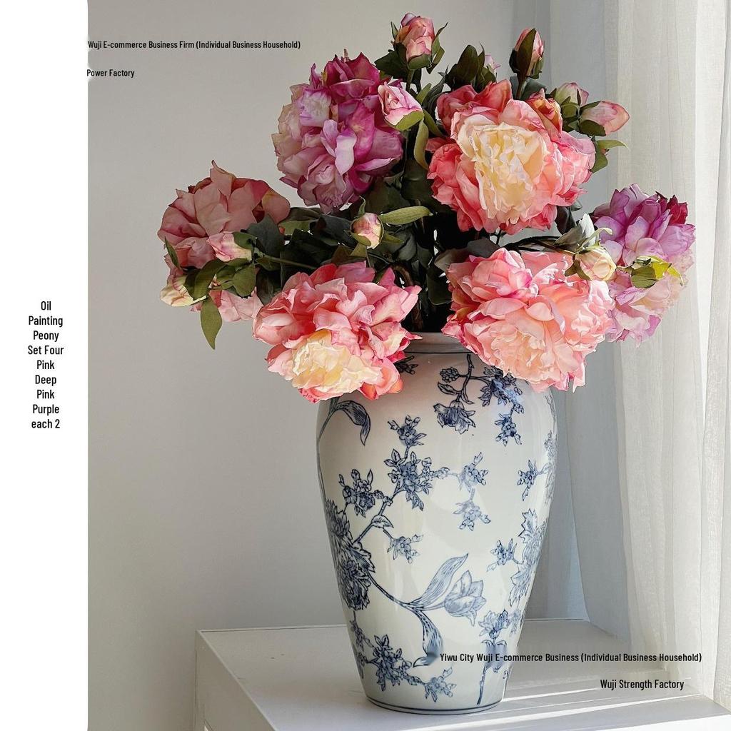 High-Quality Burnt Edge Silk Peony - Artificial Flower for Home Decor & Photography