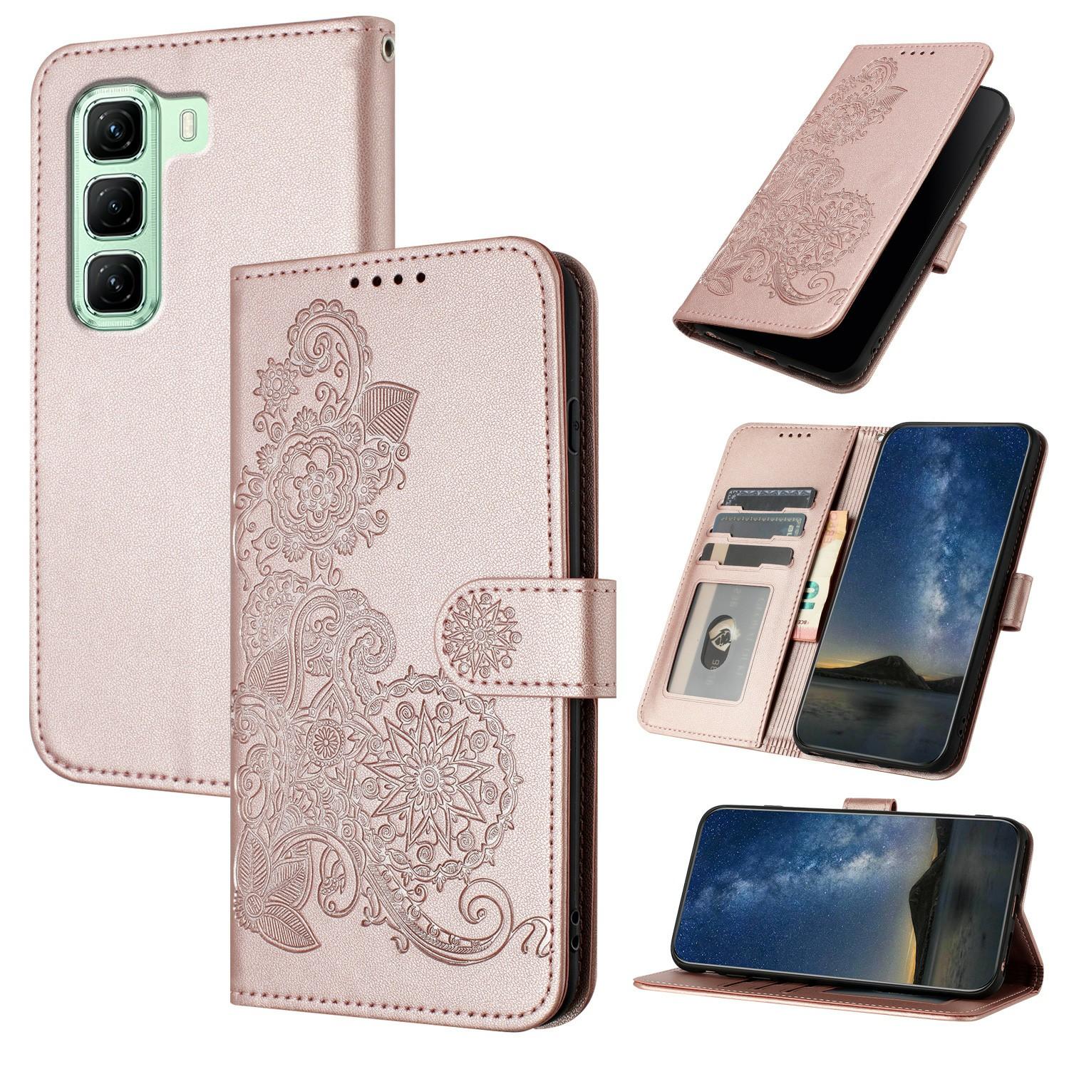 

For Infinix Hot 50 4G Phone Cases Mandala Flower Leather Wallet Mobile Cover with Strap A