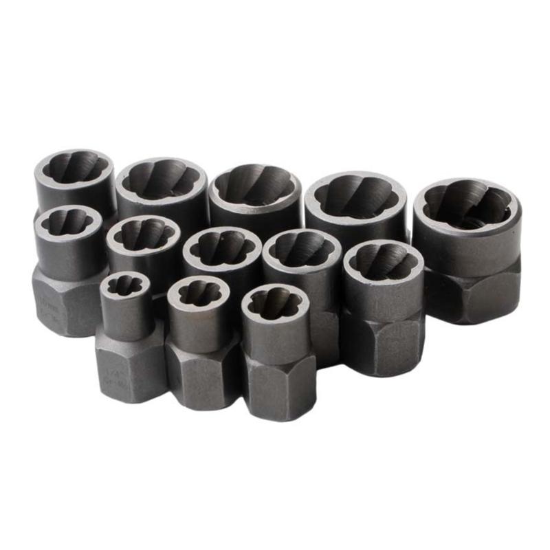 26PCS High Strength Carbon Steel Bolt Extractor Set For Broken Screw Studs Removal With Various Size From 2.5Mm To 19Mm