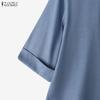 ZANZEA Blusa Casual de Mujer de Manga 3/4 Suelta Lisa con Cuello Redondo