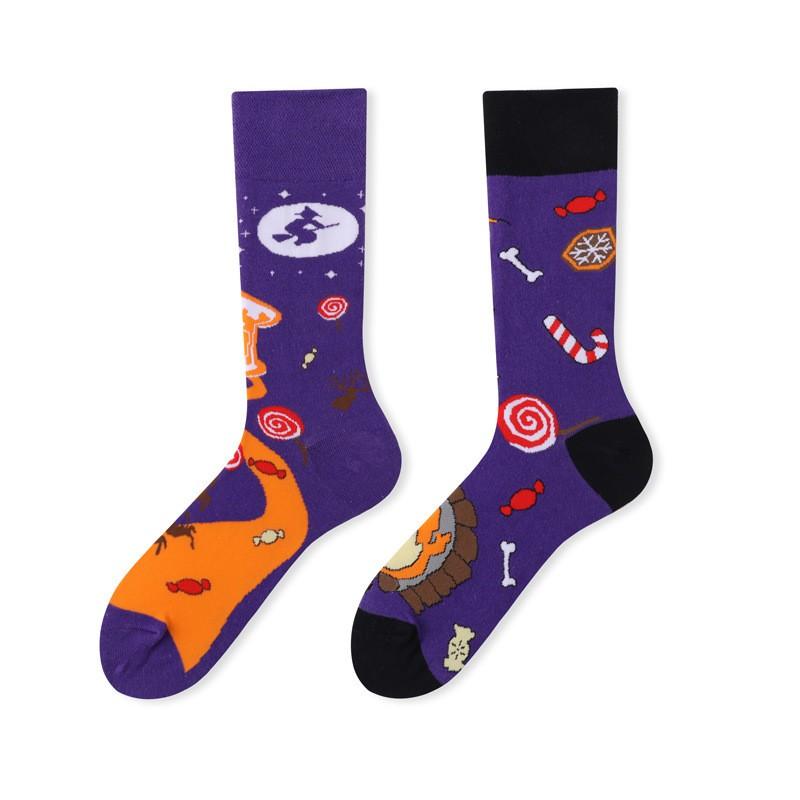 Asymmetric Crew Socks Men Women Cartoon Sports Casual Fashionable Pair