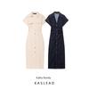 Kaslead New Arrival Women's Clothing Fashion Style Fashion Short Sleeve Lapel Denim Midi Skirt Dress 2284576