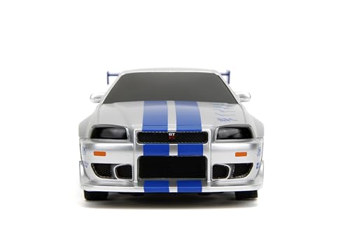 Jada Toys Fast & Furious 1:24 2002 Nissan GT-R R34 Remote Control Car RC, 2.4GHz, Toy for Kids and Adults