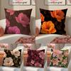Fashion Romantic Red And Pink Elegant Flowers Cushion Cover Linen Pillowcase Cover Soft Decor For Sofa Home Room