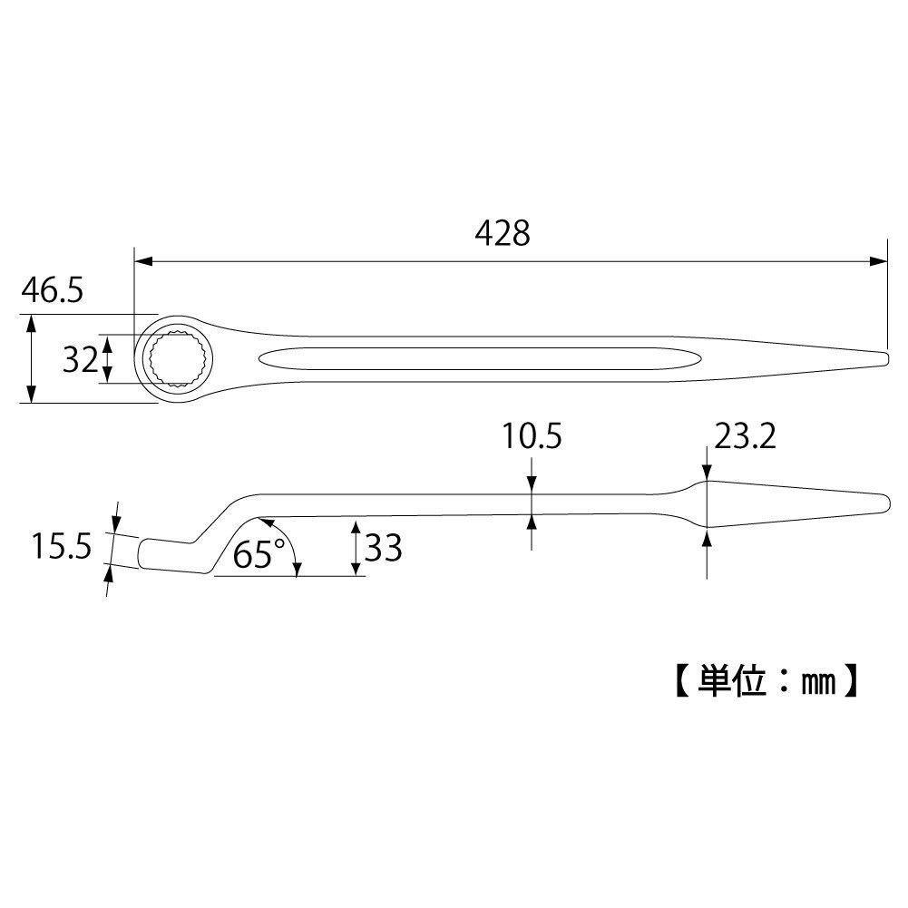 TOP Industrial 32mm Forged with Made In Japan (TOP) SM-32, Open-End Wrench, 60°, Spindle, Tsubame-Sanjo,