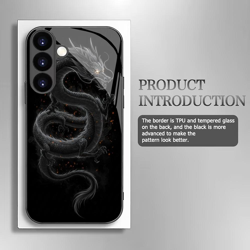 Hartowane szklane etui na telefon z motywem smoka, odpowiednie do Samsung Galaxy S26 S25 S24 S23 S22 S20 FE/Ultra/Plus5G, odporne na upadki, tylna osłona