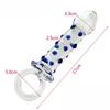Glass Blue Dots Clear Crystal Quantity Wand Plug