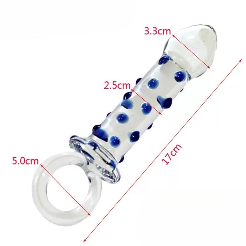 Glass Blue Dots Clear Crystal Quantity Wand Plug