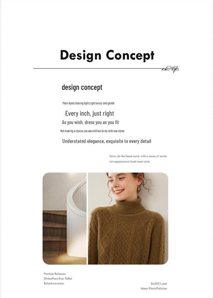 2024 Women's High Neck Cable Knit Cashmere Sweater - Thick, Warm, Short Base Layer for Autumn/Winter