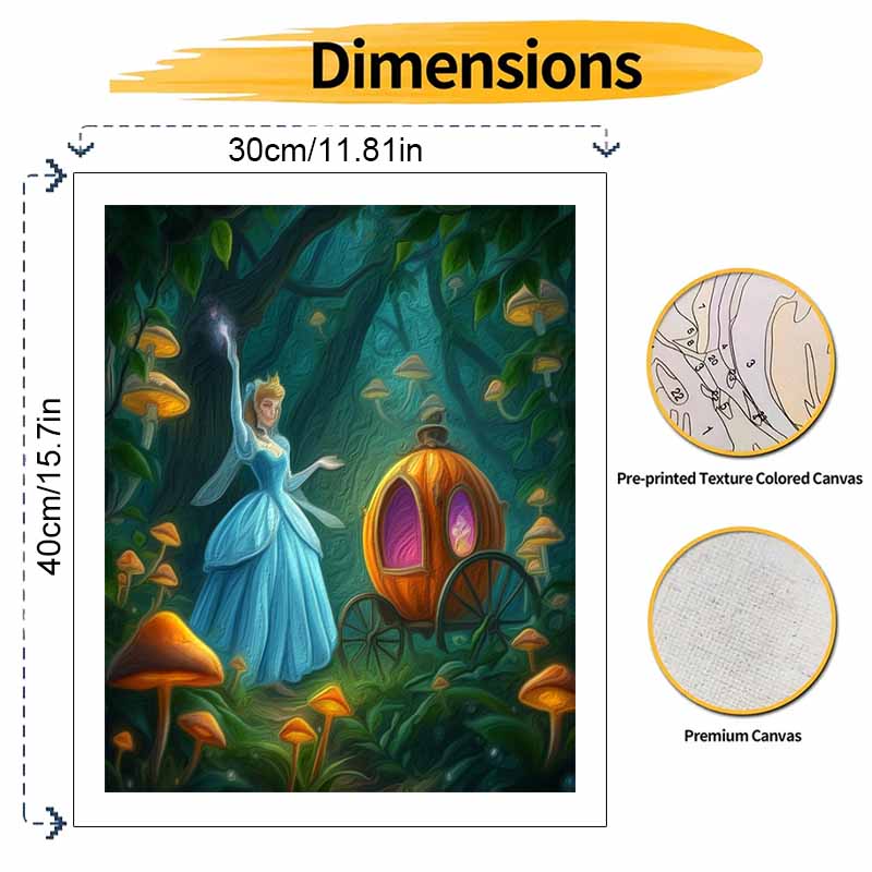 Disney Cinderella pumpkin carriage art painting kit handmade diy gift home decoration wall decor magical forest scene canvas painting set