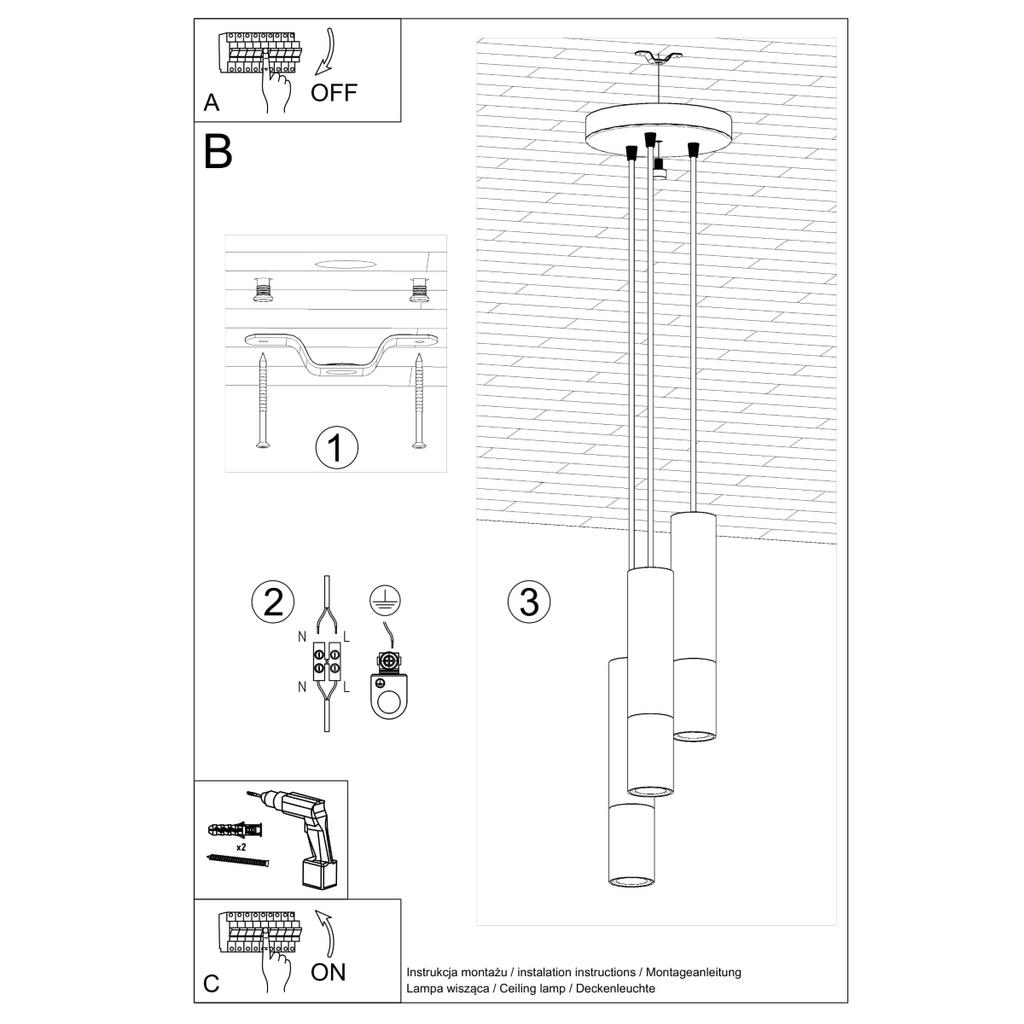 Lampa Wisząca Salixa 3 Gu10 Czarny Lumilo 09.599.49