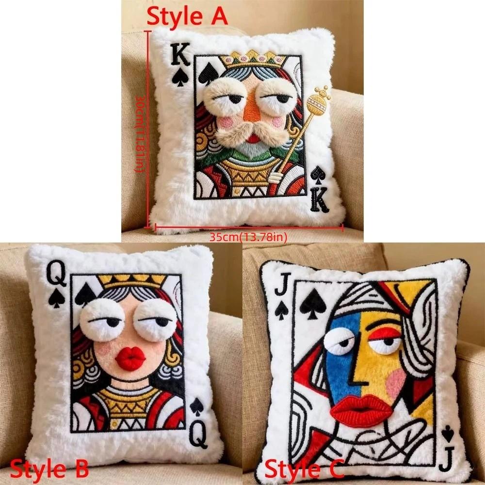 Soft Big Eyes Pillow Quirky Patchwork Pillow Funny Plush Embroidered Pillow Sofa Decor
