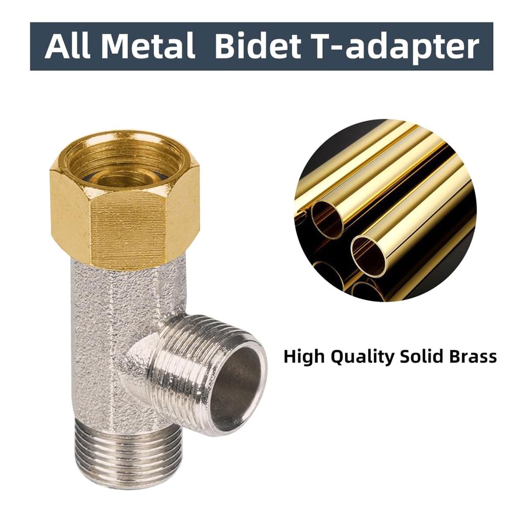 Sturdy Brass Bidet Adapter Thread With Gaskets for Campers Home Toilet Shower Head Diverters Hose Fitting Daily Use