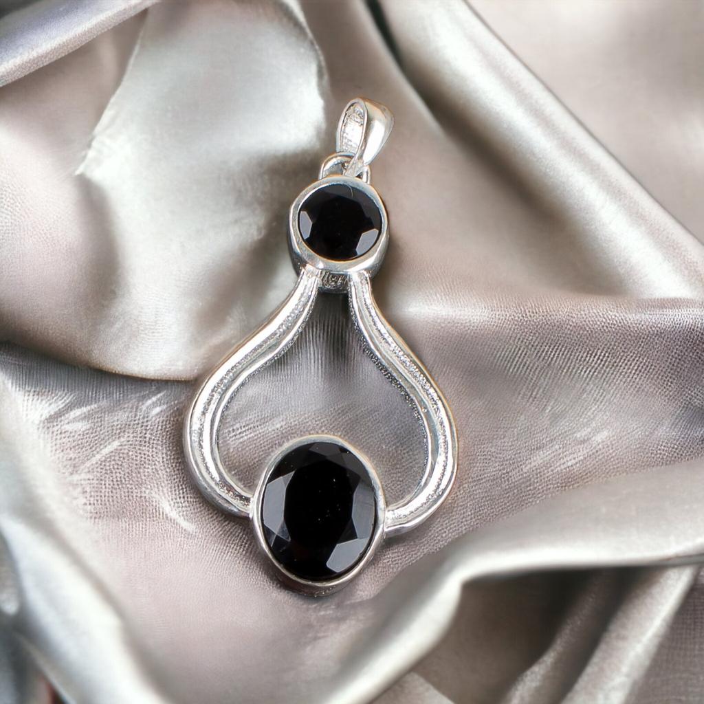 925 Sterling Silver Multi Gemstone Fashionable Jewelry Pendant 1.51" For Gift CP-4