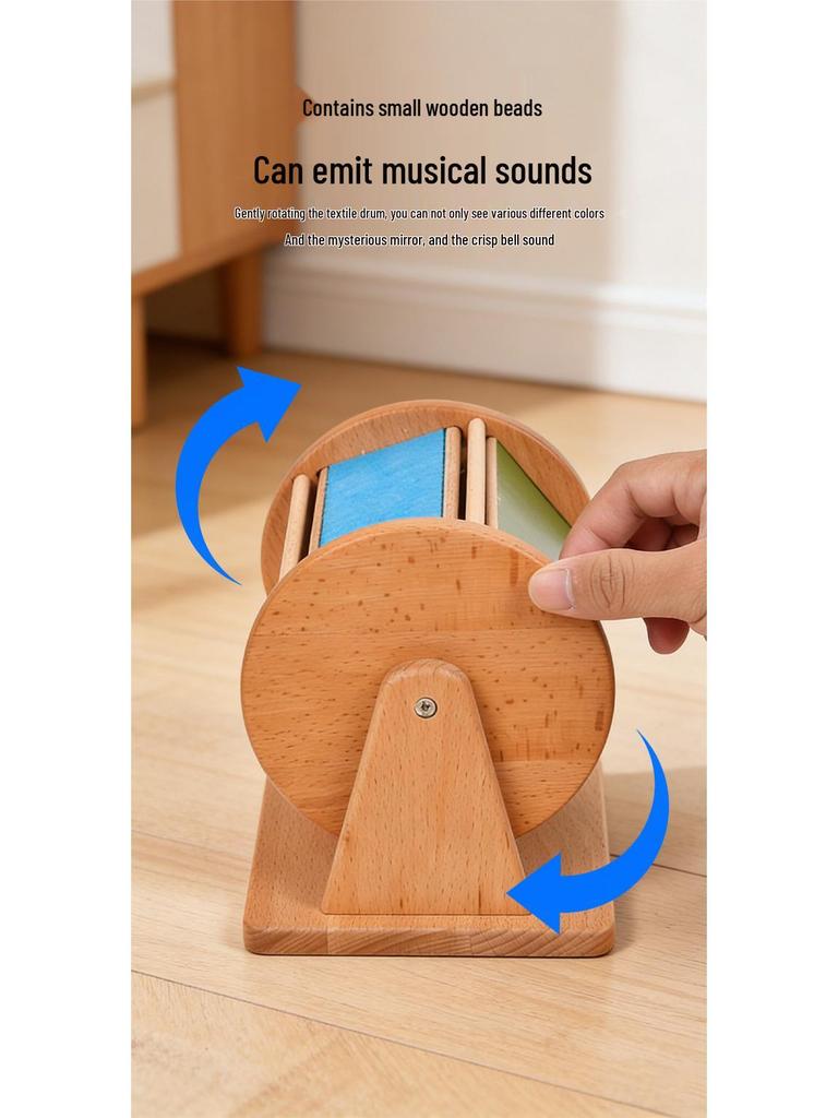 Beech Wood Rainbow Drum: Montessori Color Recognition Toy for Infants & Toddlers (0-3 Years).