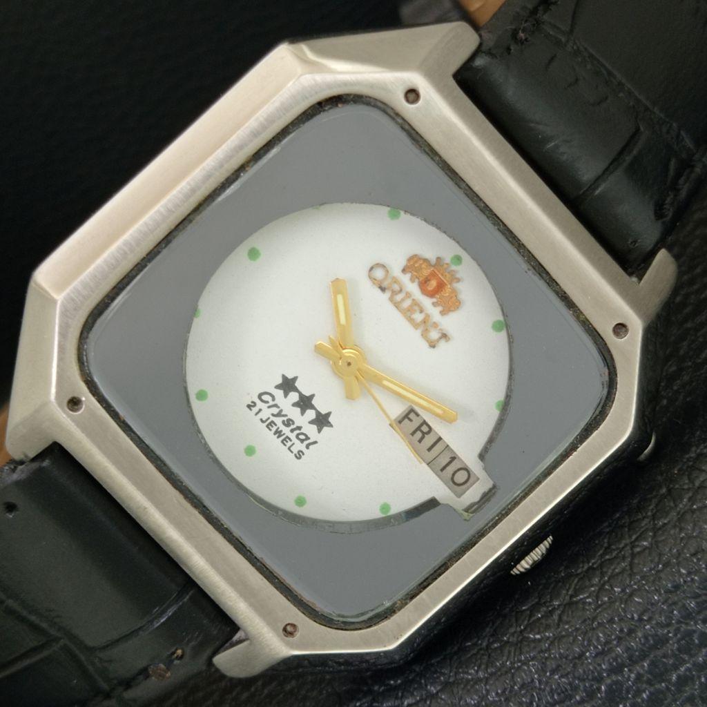 

ЯПОНИЯ ВИНТАЖНЫЕ ORIENT CRYSTAL АВТОМАТИЧЕСКИЕ 46941 МУЖСКИЕ ЧАСЫ С БЕЛЫМ ЦИФЕРБЛАТОМ a704878-1