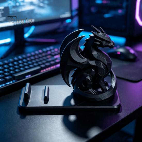 Stable Mobile Phone Mount 3D Printed Dragon Cell Stand, Gothic Smart Stand Holder, Universal Desktop Organizer for Home, Office Figurine