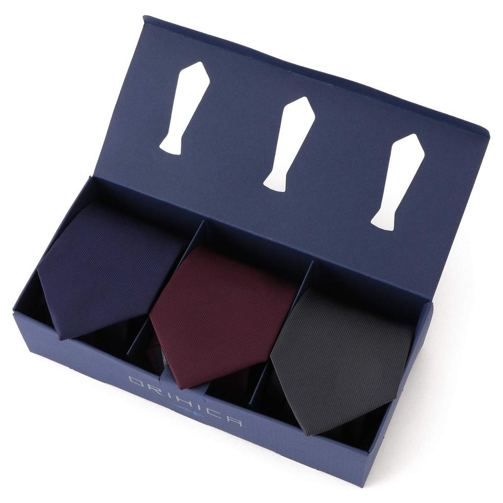 [Orihica] Washable Tie Set of 3 with Gift Box - Men's Tie Set AZSET2-4 Free Size (Set of 3)